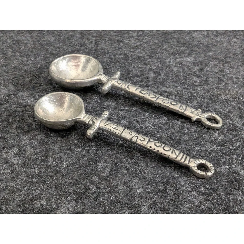 Crosby and Taylor Pewter Measuring Spoon Set Incomplete 1 tsp 1/2 tsp Artisan